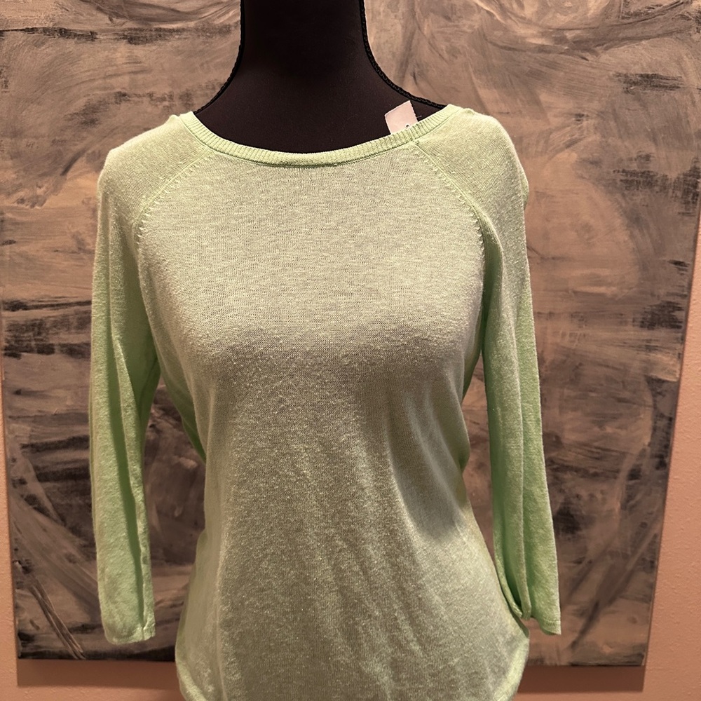 Cynthia Rowley Mint Green Linen Blend Lightweight Sweater | Size S